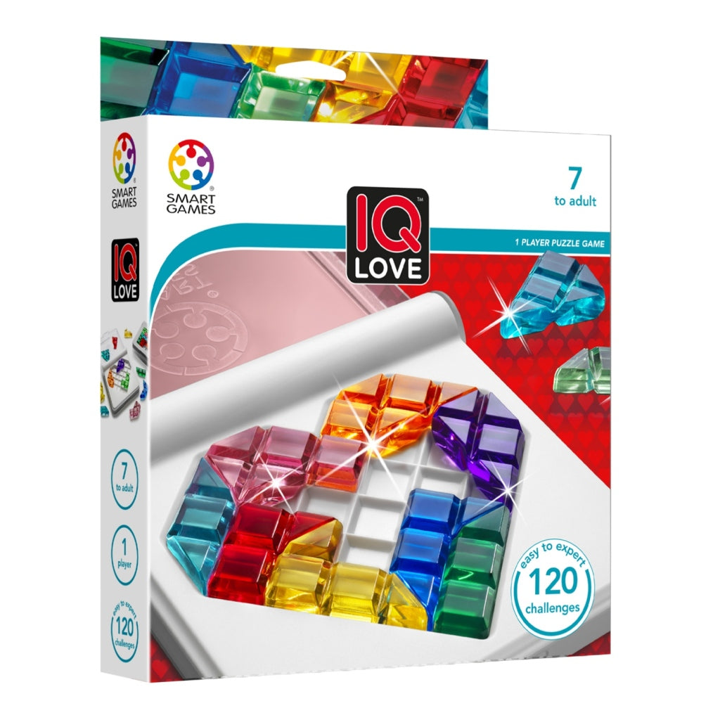 Smartgames iq love - logisch denkspel reispuzzel - 120 opdrachten met dubbelzijdig spelbord - educatief solospel - vanaf 7 jaar