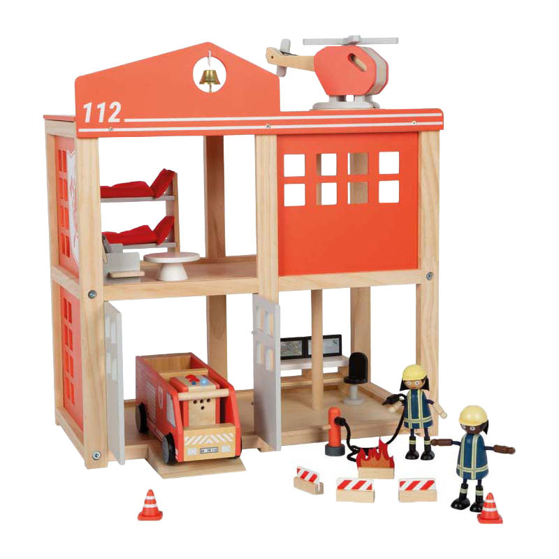 Small foot - houten grote brandweerkazerne met accessoires