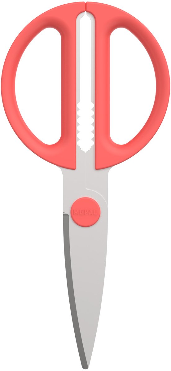 Mepal schaar chef it - keukenschaar - extra functie voor het kraken van noten of openen van een dop - ergonomisch handvat - keukengerei - coral