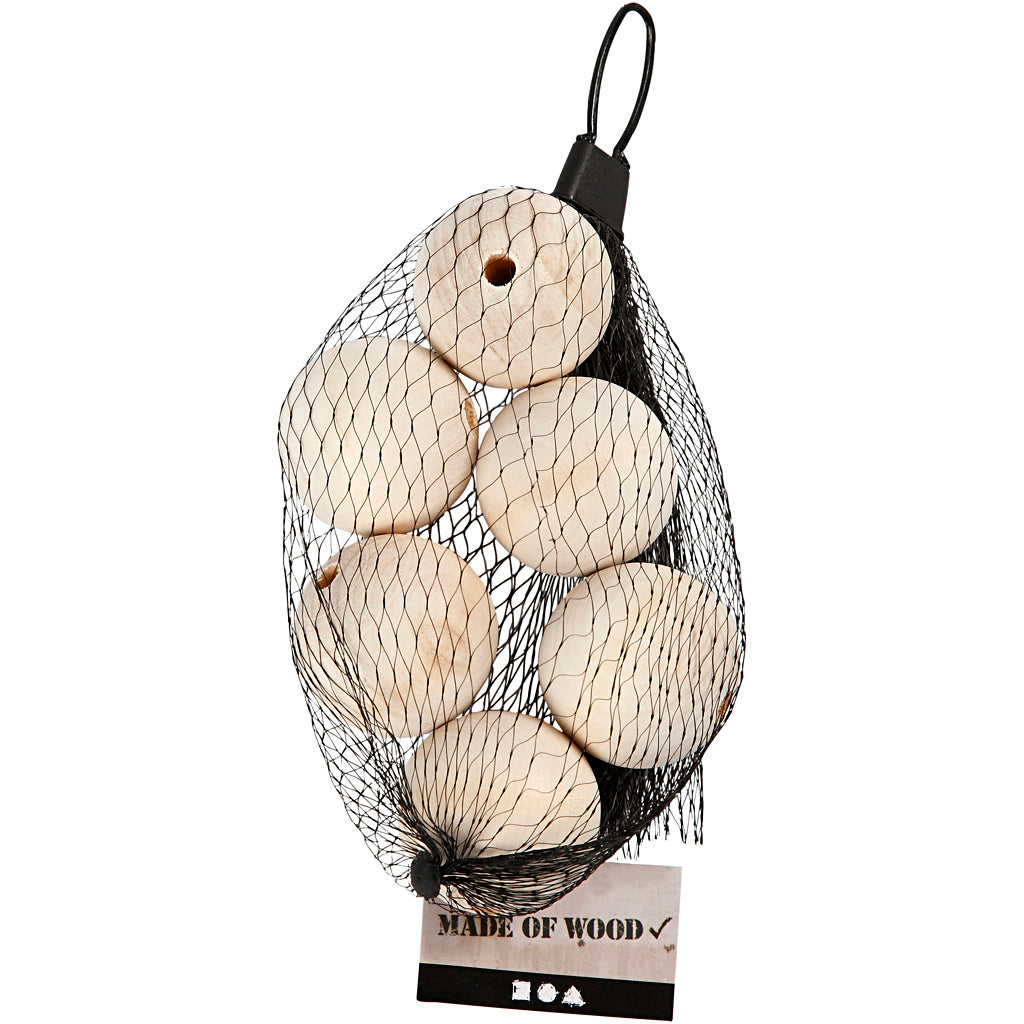 Creativ company http: www.cchobby.nl houten-kraal-d-40-mm-gatgrootte-7-mm-6-stuk-1-doos