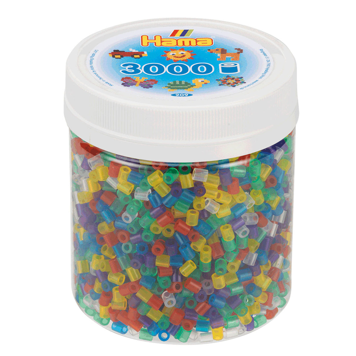 Hama midi strijkkralen in potje - transparantmix (53), 3000st.
