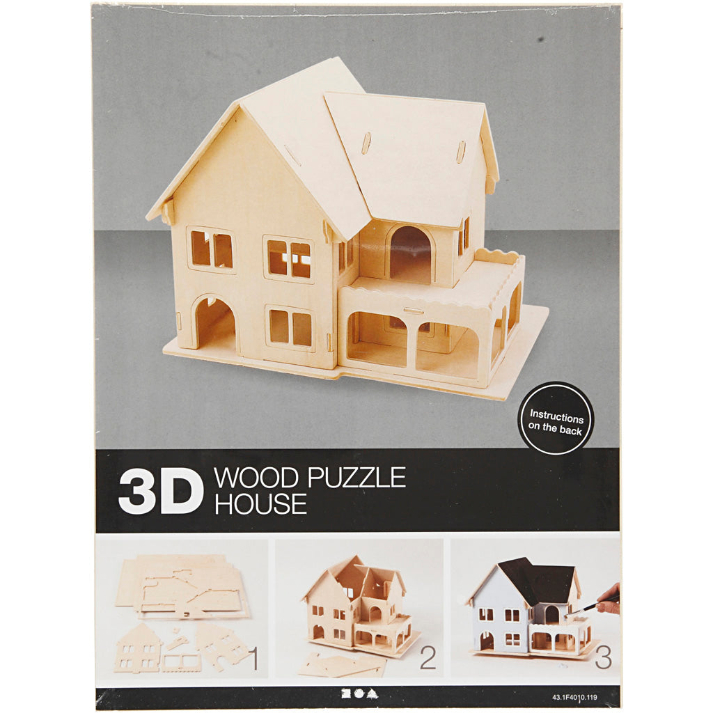 Creativ company http: www.cchobby.nl 3d-houten-constructie-set-huis-met-veranda-afm-22-5x16x17-5-1-stuk