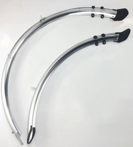 Spatbordset 28 46mm zilver