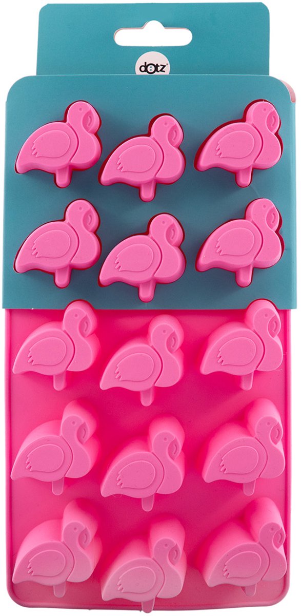 Dotz ijsblokjesvorm uit platinum silicone flamingos 21x11x2cm