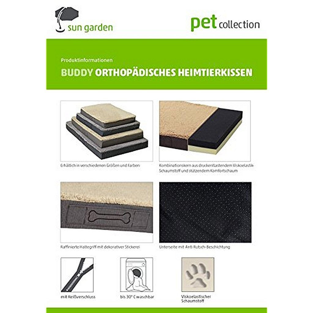 Sun garden buddy orthopedisch hondenkussen 72x50x8cm beige gemeleerd
