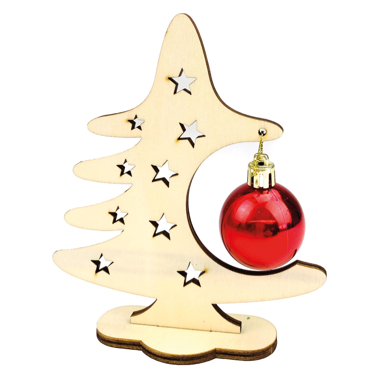 Beleduc houten knutsel kerstboom met kerstbal