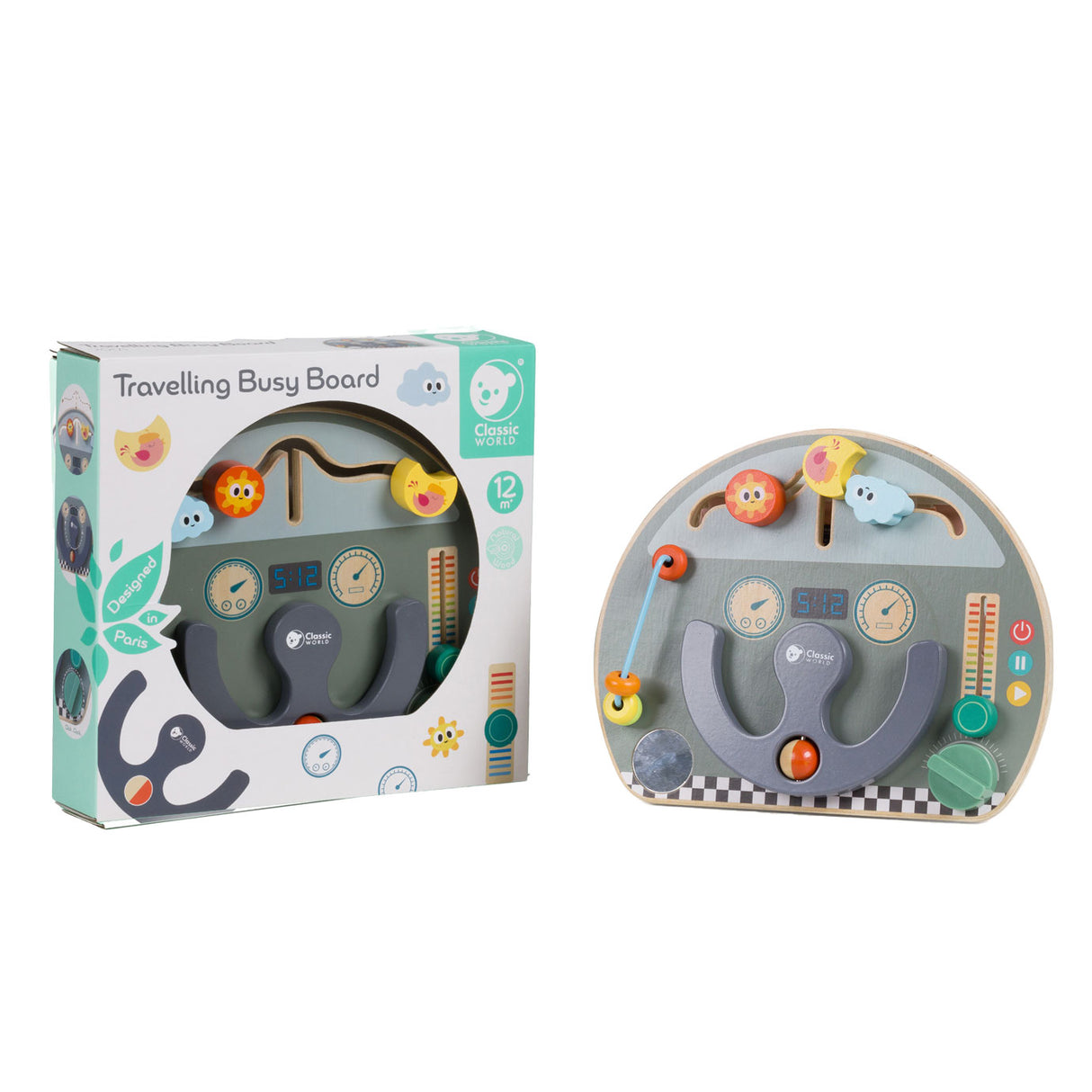 Classic world houten activiteitenbord verkeer educatief speelgoed reis.