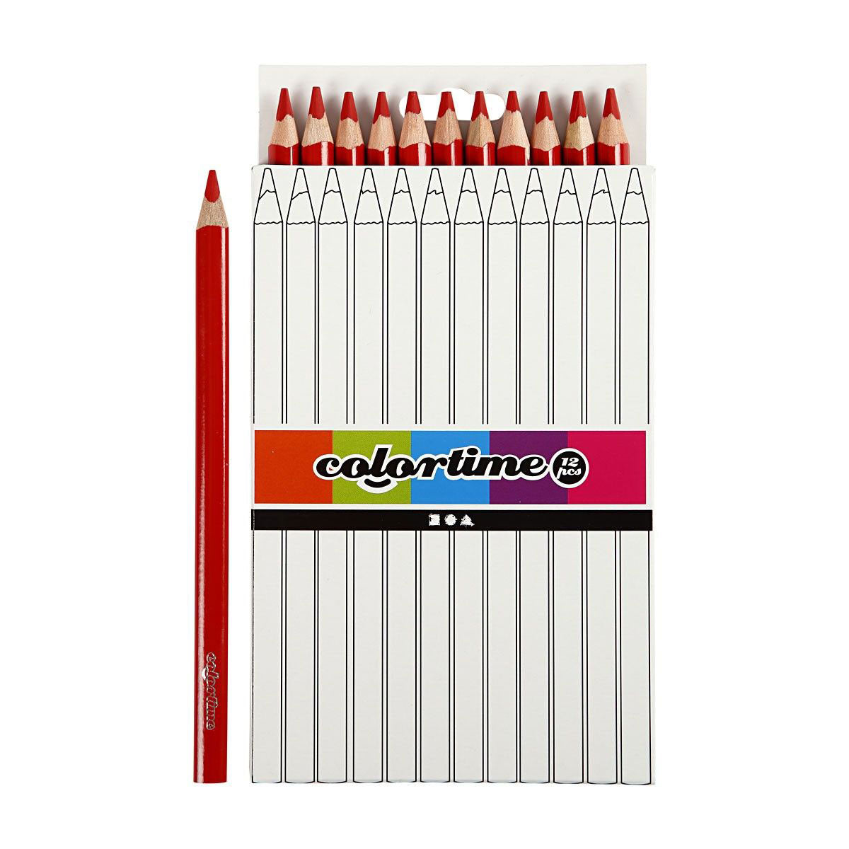 Creativ company driehoekige jumbo kleurpotloden - rood, 12st.