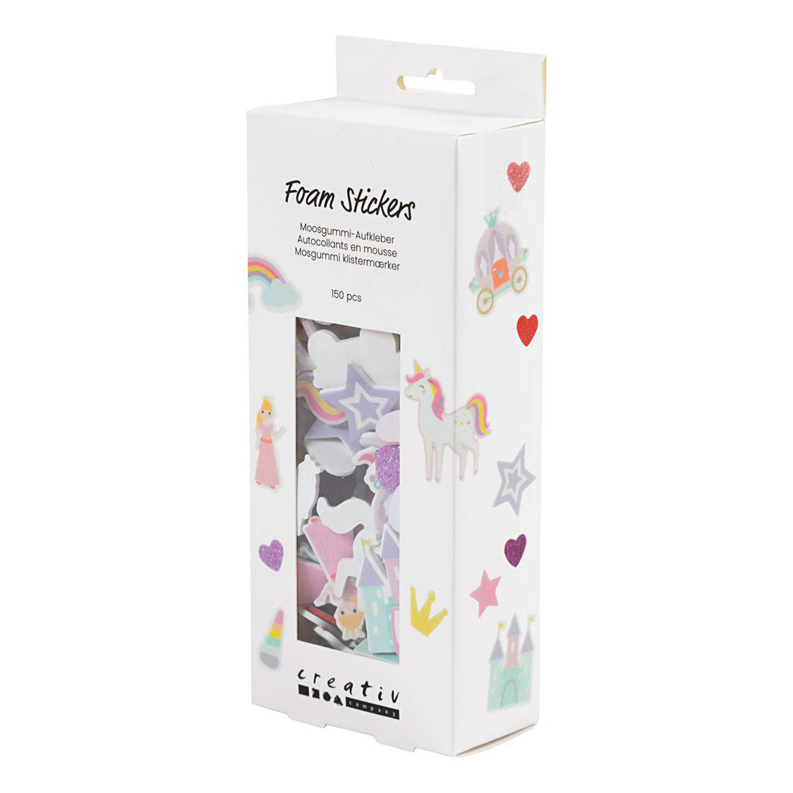 Creativ company http: www.cchobby.nl foam-stickers-hart-prinses-eenhoorn-zelfklevend-afm-13-50-mm-paars-roze-harmonie-150-stuk-1-doos