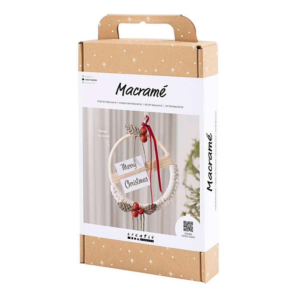 Creativ company http: www.cchobby.nl hobbyset-macrame-kerstkrans-mosgroen-kerstrood-off-white-1-doos