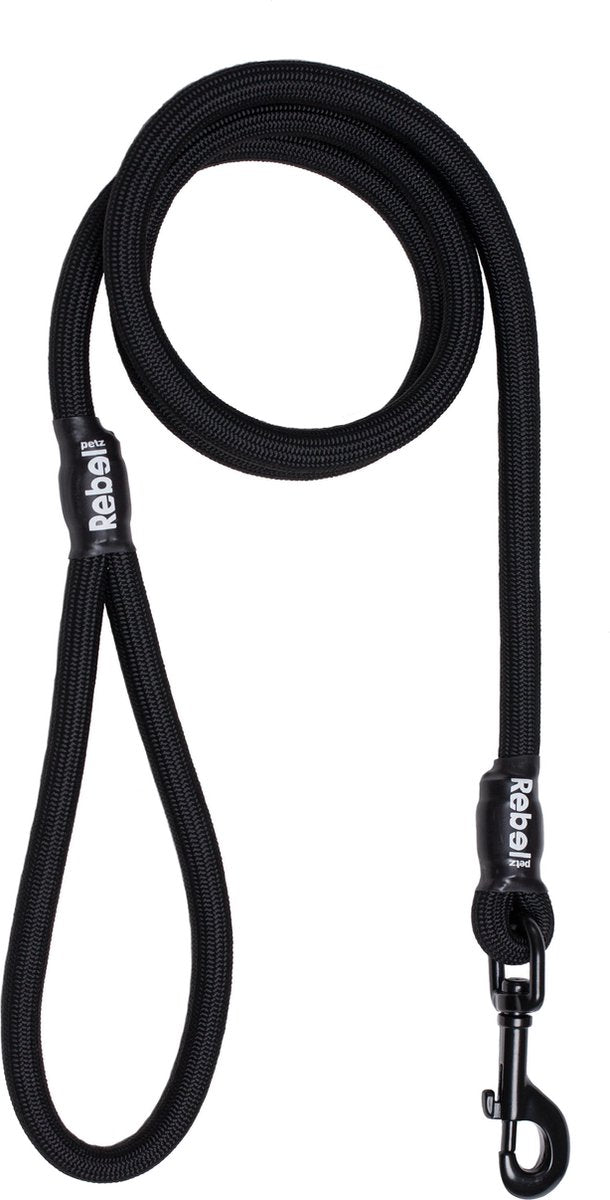 Rebel petz hondenriem - trainingslijn - zwart - l - 12 mm x 140 cm