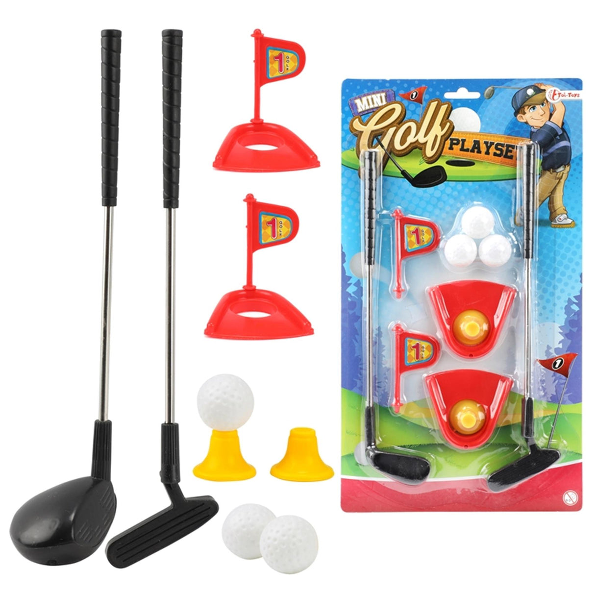 Toi-toys toi toys mini golfset op kaart 2 golfsticks + 3 ballen