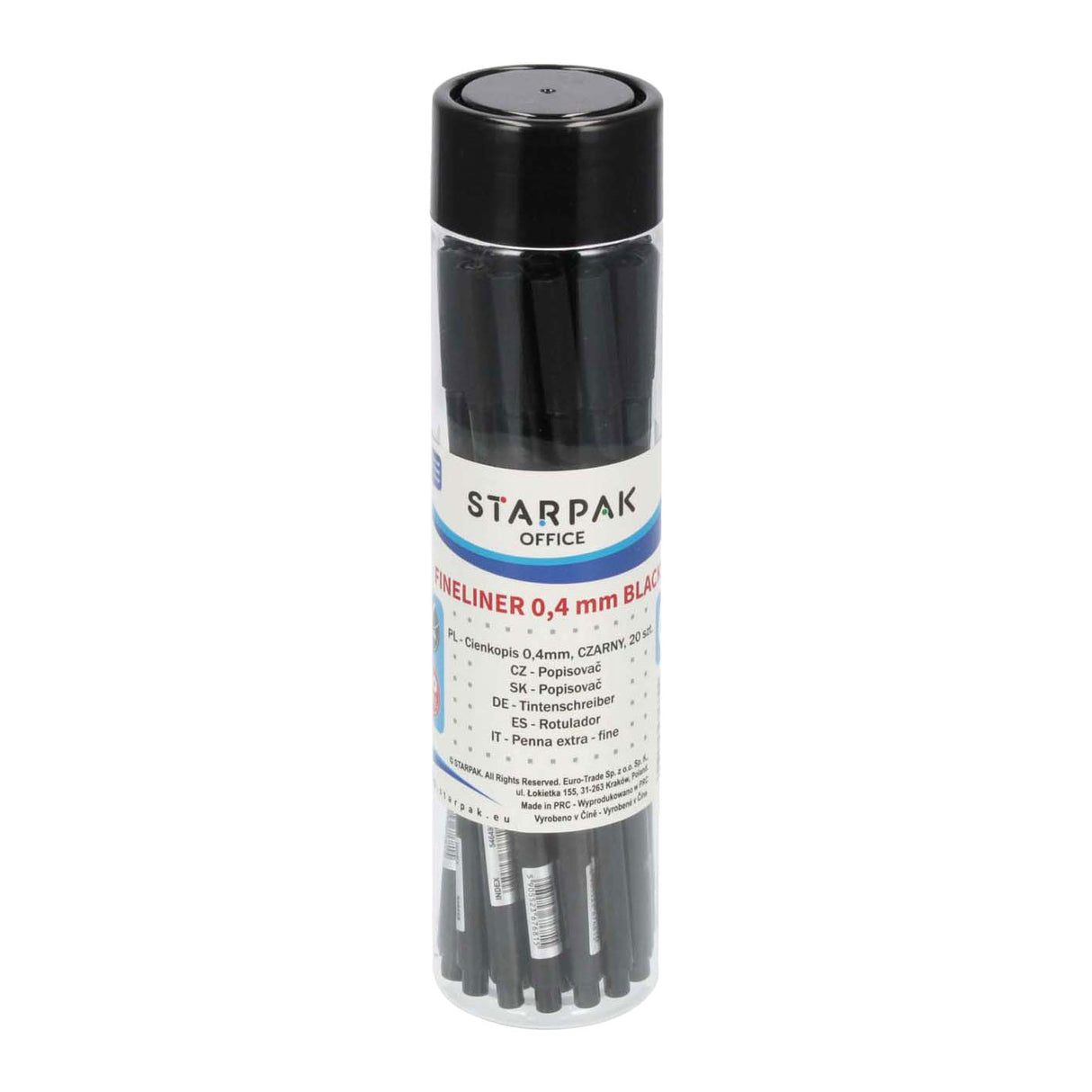 Fineliner rond 0,4 zwart, 20st.