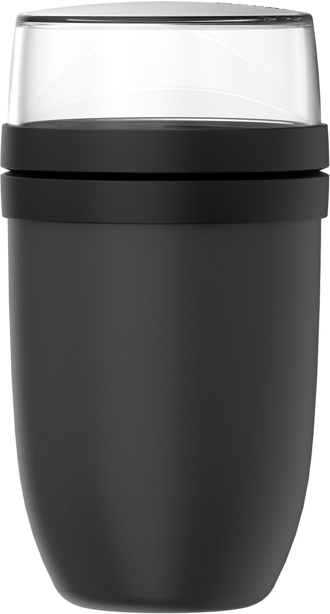 Mepal lunchpot xl ellipse - 750 + 300 ml - yoghurtbeker en muesli beker to go - geschikt voor vriezer. magnetron en vaatwasser - nordic black