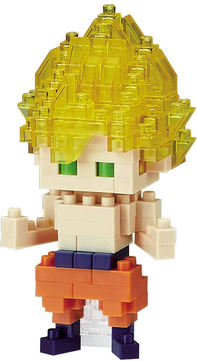 Bandai - nanoblock - son goku super saiyan - dragon ball z - mini brick figuur - bouwset - super saiyan goku pixel manga figuur bouwpakket - nbdb007