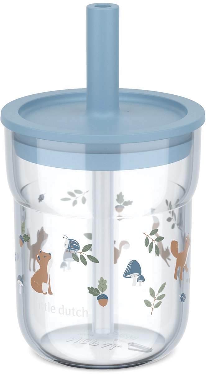 Mepal mio kinderbeker met rietje little dutch - 250 ml - makkelijk vast te houden - kinderservies - forest friends