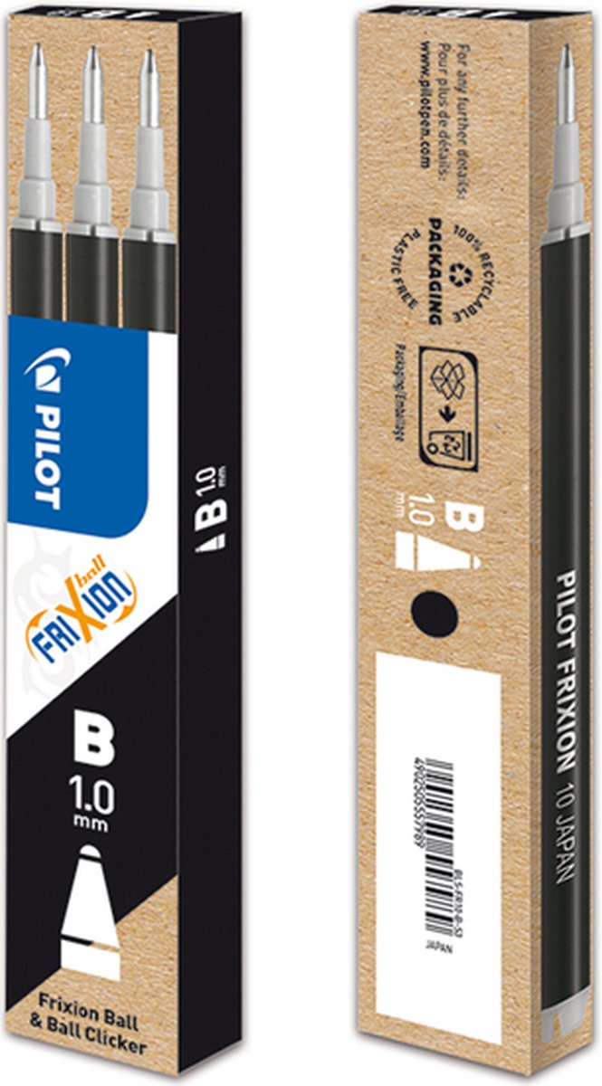 Pilot balpenvulling frixion ball clicker, zwart, etui van 3 stuks 12 stuks