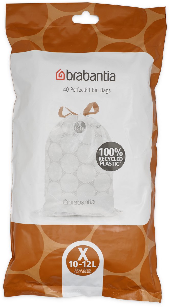 Brabantia perfectfit vuilniszakken - 10 12 l - code x - 40 stuks