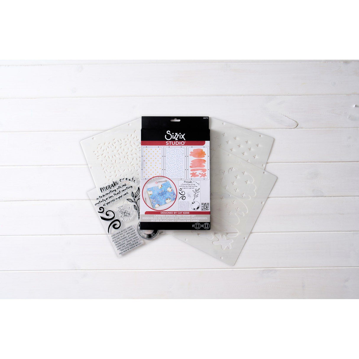 Sizzix • studio stamps set 7pcs 3pcs stencils create by cat kerr