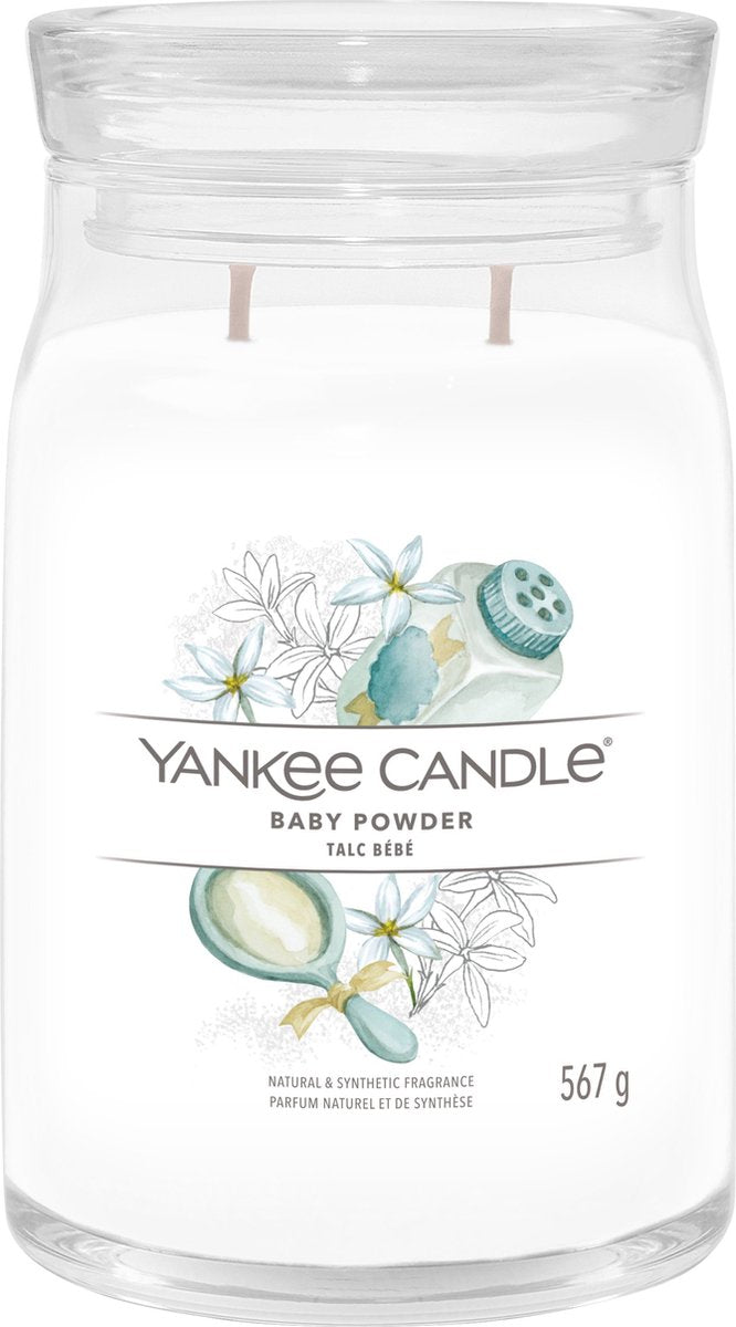 Yankee candle - baby powder large jar geurkaars - 90 branduren - twee lonten