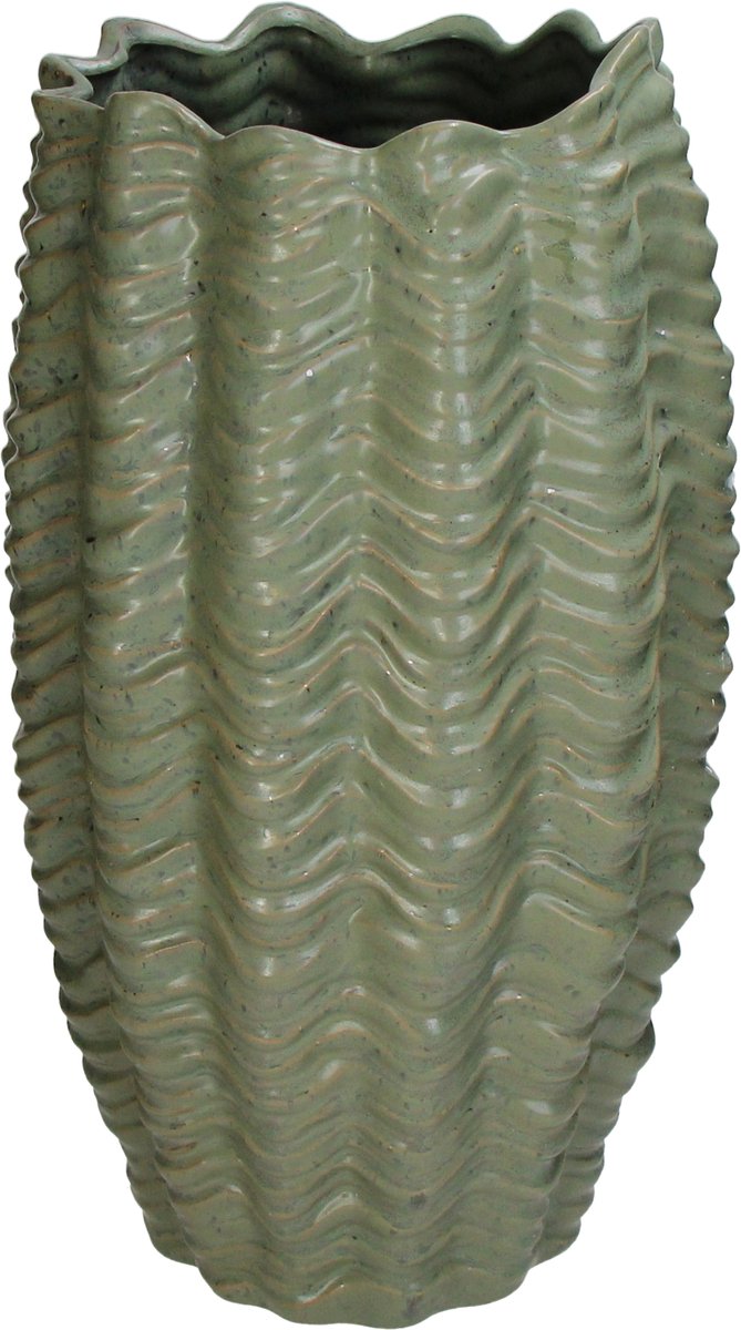 Hd collection vaas aardewerk groen 24x24x43cm