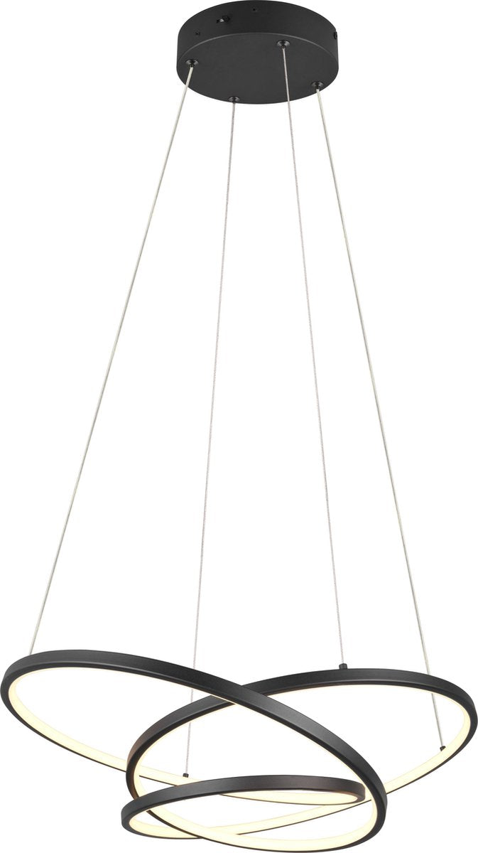 Trio darvin - hanglamp - zwart mat - incl. 1x smd 34 w - instelbare lichtkleur - dimbaar met schakelaar - plafondbevestiging - niet geschikt voor externe dimmer - in hoogte verstelbaar - dip - schakelaar