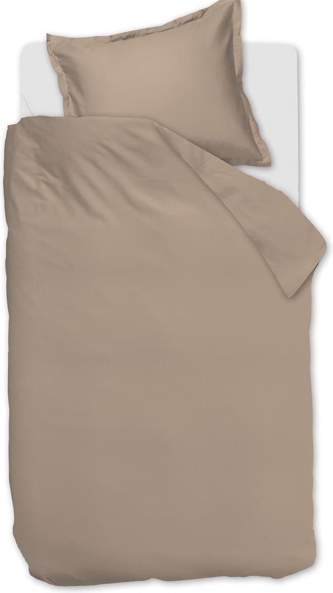 Ambiante satin uni dekbedovertrek - eenpersoons - 140x200 220 - taupe