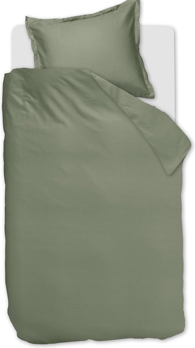 Ambiante satin uni dekbedovertrek - eenpersoons - 140x200 220 - groen