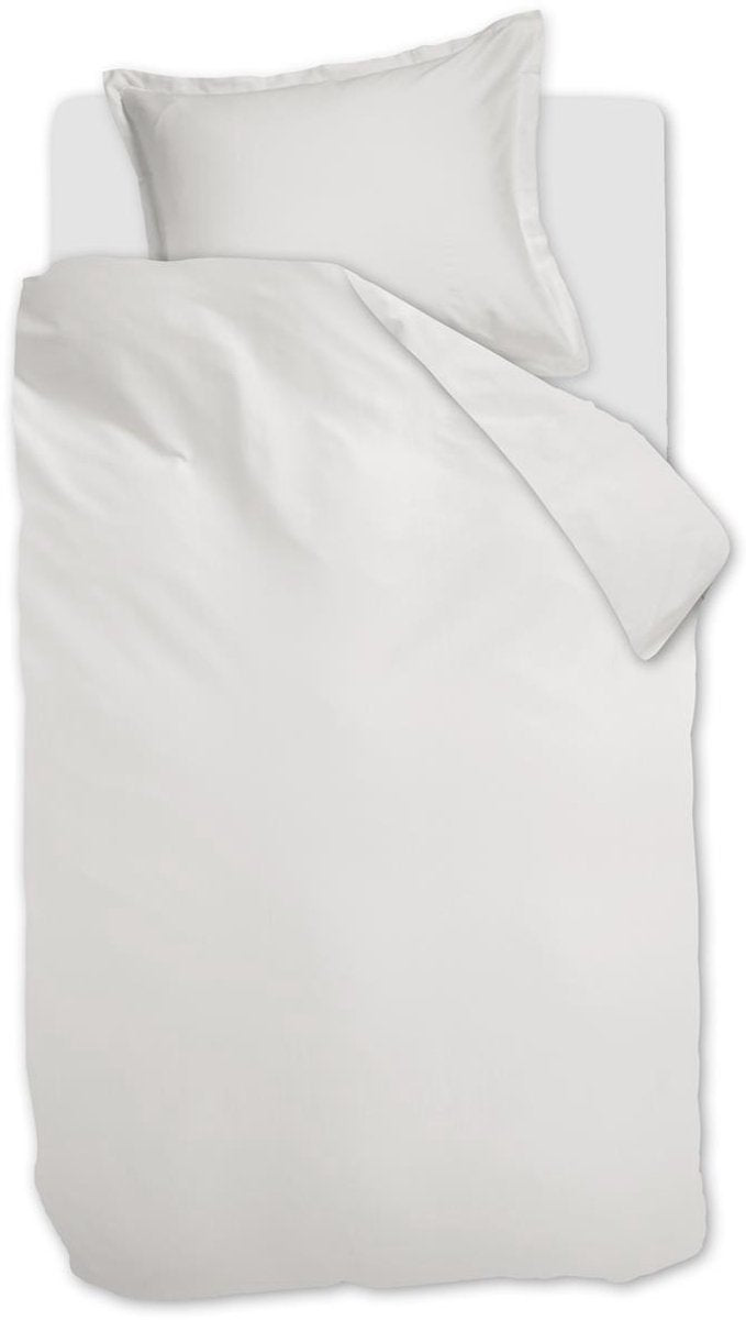 Ambiante satin uni dekbedovertrek - eenpersoons - 140x200 220 cm - wit
