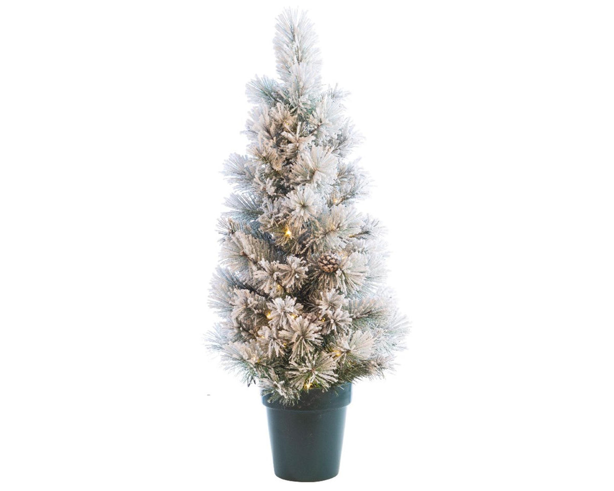 Everlands kerstboom vancouver besneeuwd in pot 120cm verlicht met 80led outdoor voor buiten