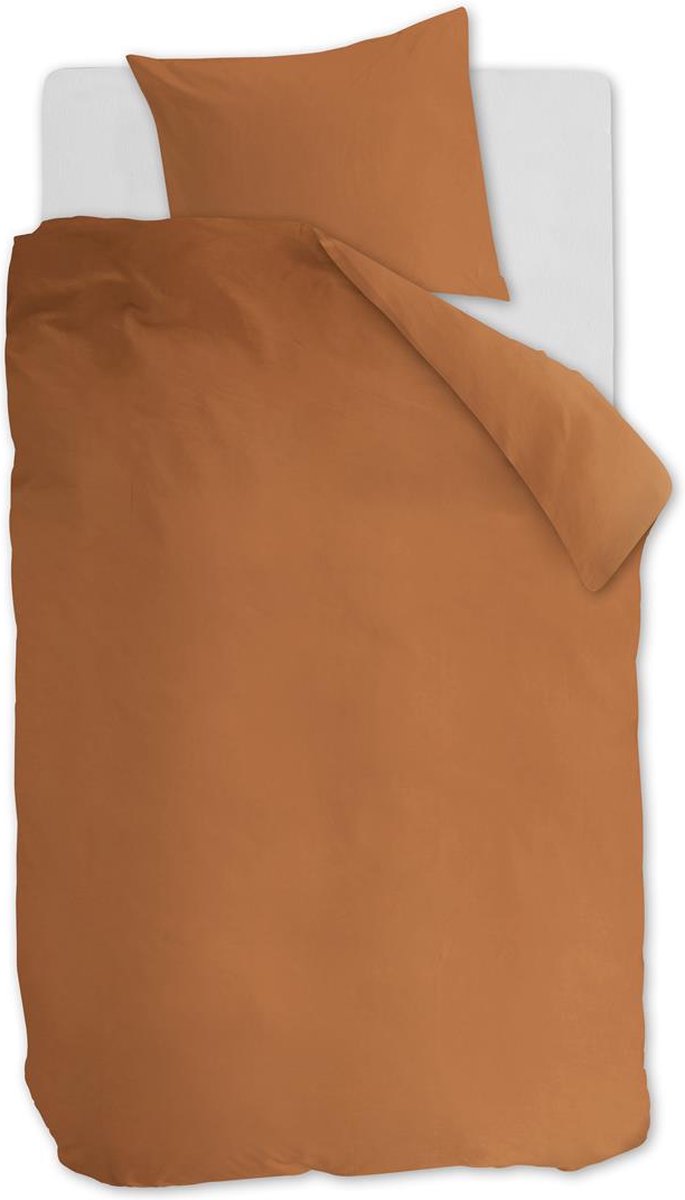 Ambiante cotton uni dekbedovertrek - effen - eenpersoons - 140x200 220 cm - oranje