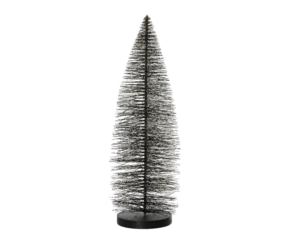 Decoris decoratief kerstboom borstel van kunststof zwart dia7x20cm