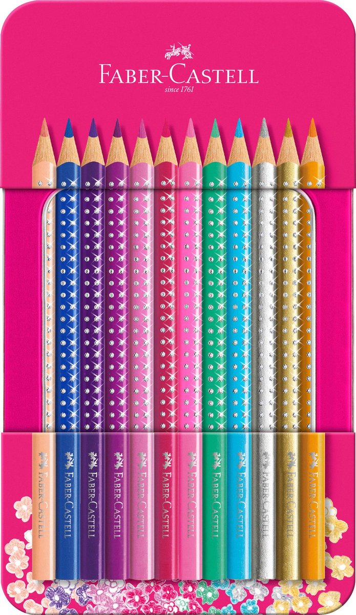 Faber-castell sparkle kleurpotloden - 12 stuks in blik - fc-201737
