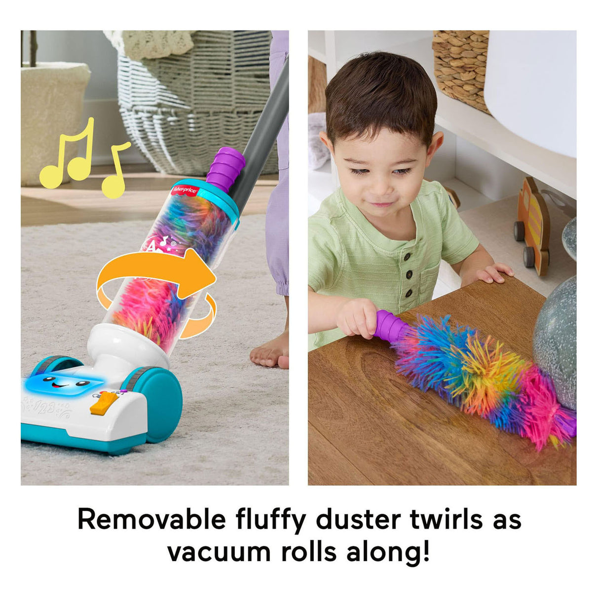 Fisher-price leerplezier 2-in-1 stofzuiger met stoffer en lichtjes en muziek