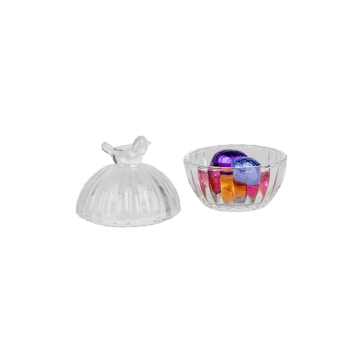Clayre eef schaaltje vogel met deksel 㘠8x10 cm glas