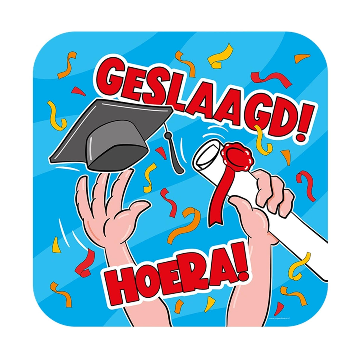 Paperdreams huldeschild geslaagd cartoon