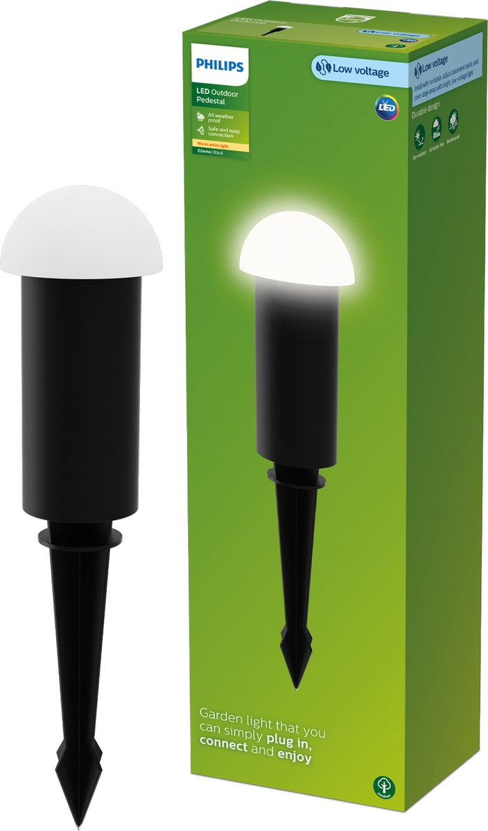Philips led philips edwina gardenlink - sokkellamp met spies - 24v - warm wit licht; 2700k - zwart - tuinpadverlichting