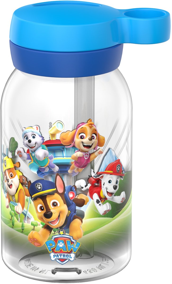Mepal drinkfles met rietje campus - 450 ml - waterfles kinderen - lekdicht - hygiënische draaideksel - paw patrol pups