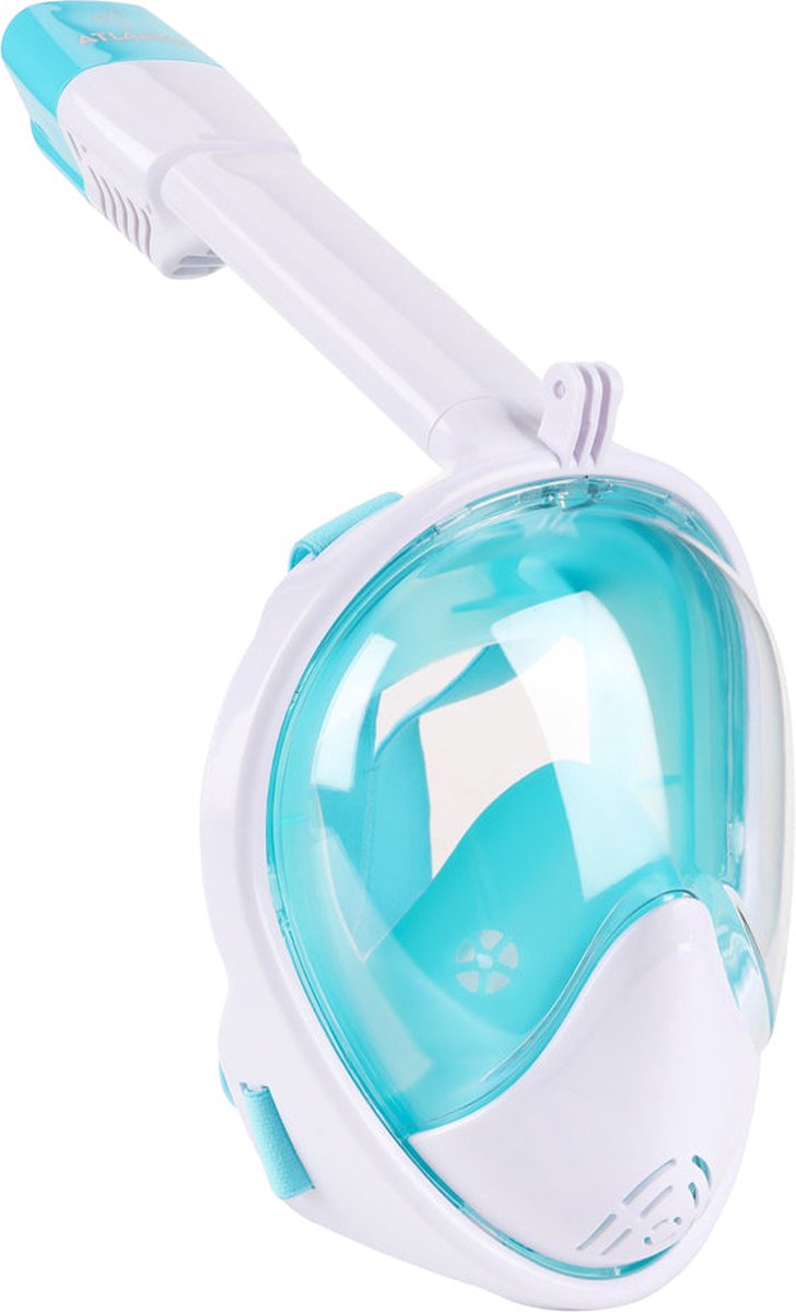 Atlantis snorkelmasker 2.0 - duikbril - snorkel - snorkelset - full face masker - volwassenen - wit turquoise - s m