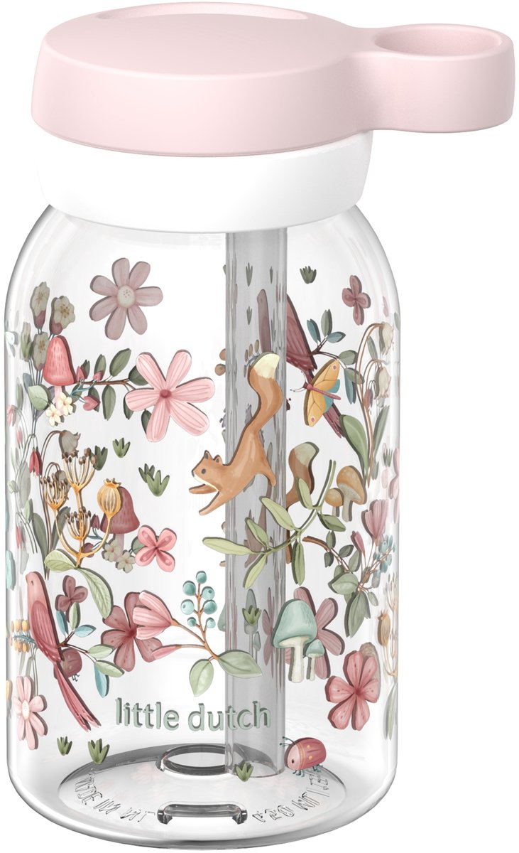 Mepal drinkfles met rietje campus - 450 ml - waterfles kinderen - lekdicht - hygiënische draaideksel - fairy wonders