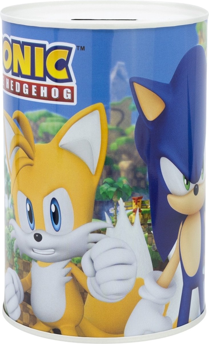 Stor sonic metalen spaarpot - the hedgehog - 10 x 15 cm