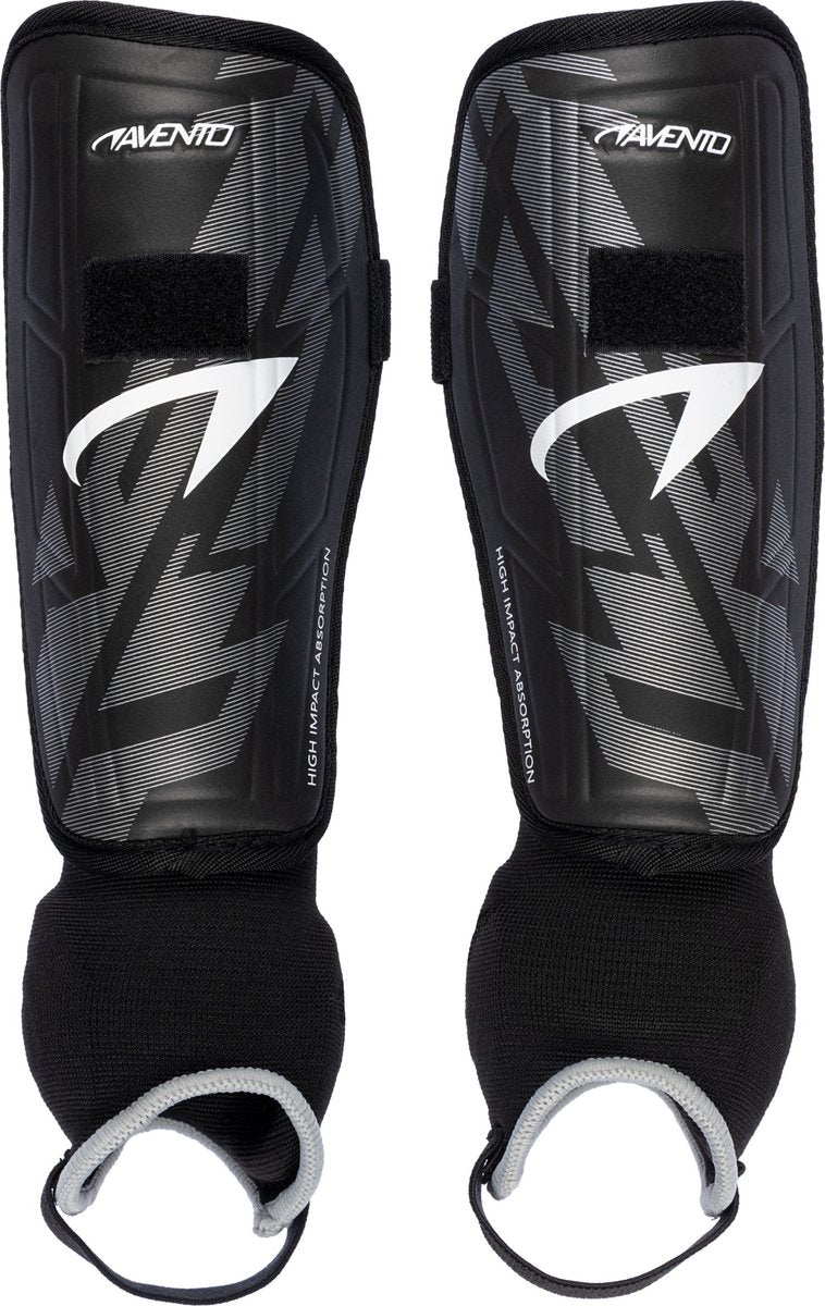 Avento scheenbeschermers - pro-style - zwart zilver - maat m