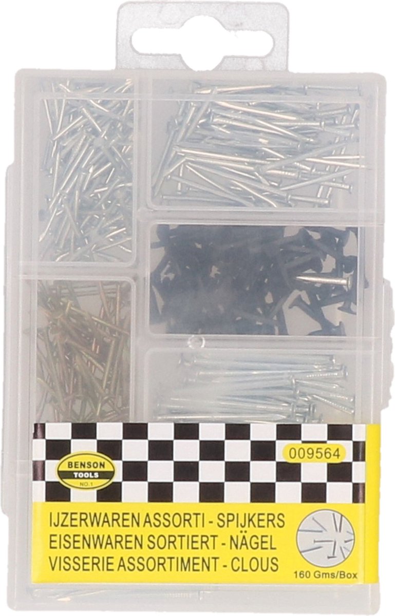 Merkloos sans marque benson spijkers - handige assortimentbox - diverse maten - compact en overzichtelijk