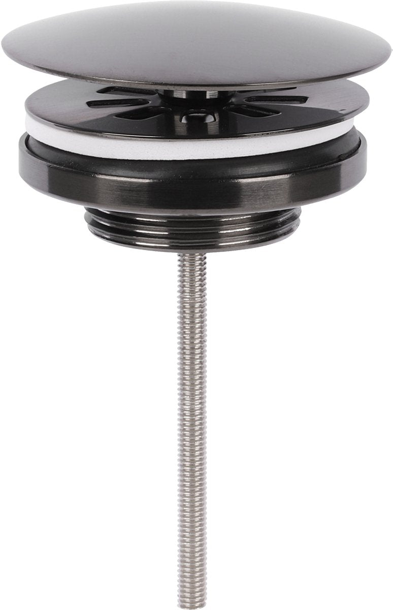 Differnz afvoerplug gun metal – always open – 㘠72 mm – met schroef