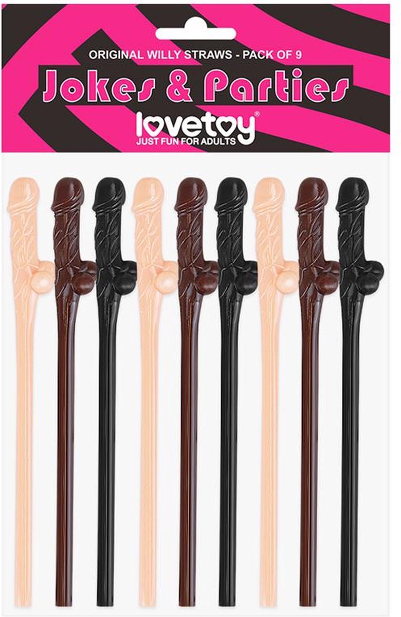Lovetoy - rietjes in penis-vorm - gemengde beige - 9st