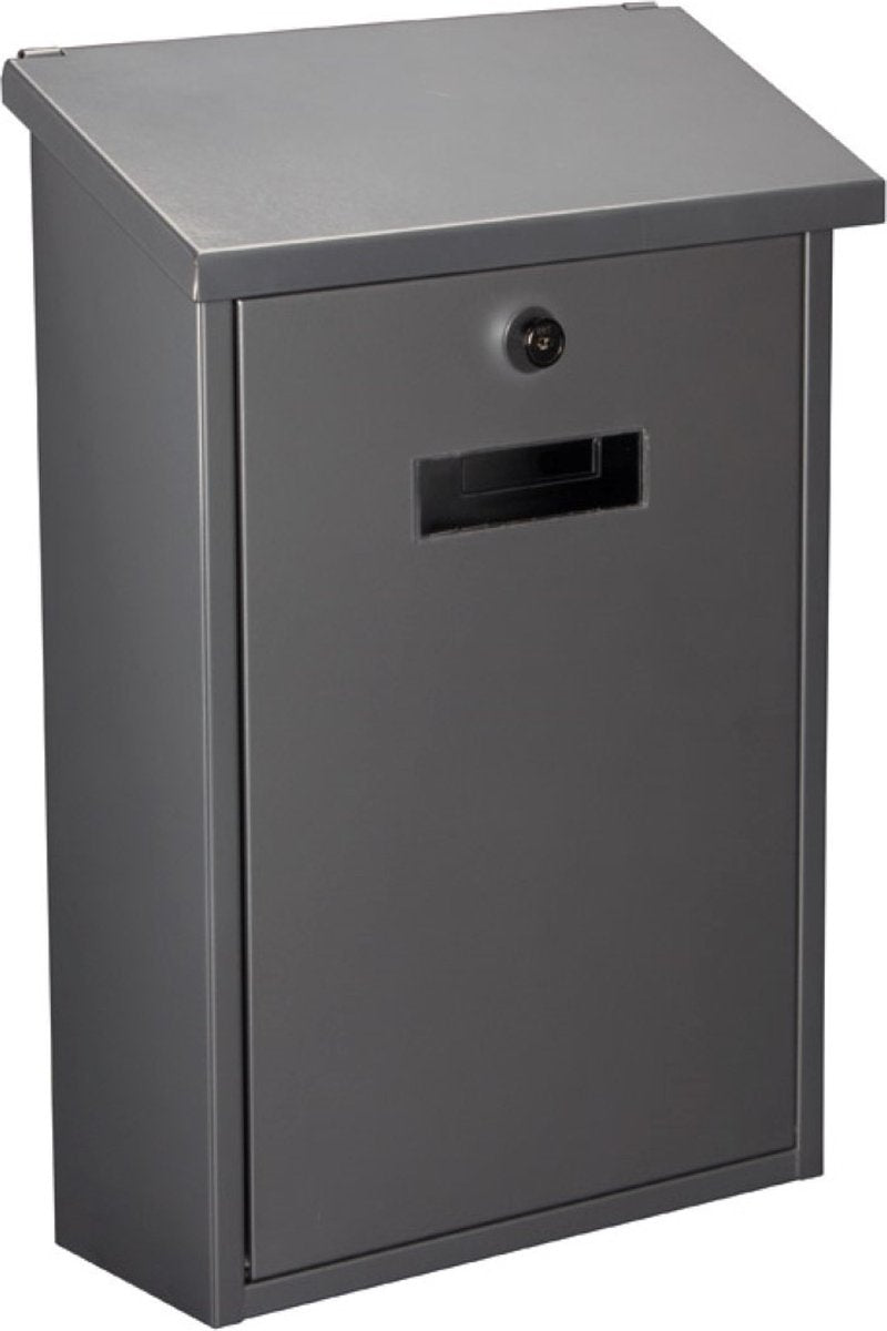 Perel brievenbus rio, wand- en paalmontage, met naamplaatje, incl. 2 sleutels, afmetingen (h x b x d) 39.5 x 27 x 10 cm, zilvergrijs
