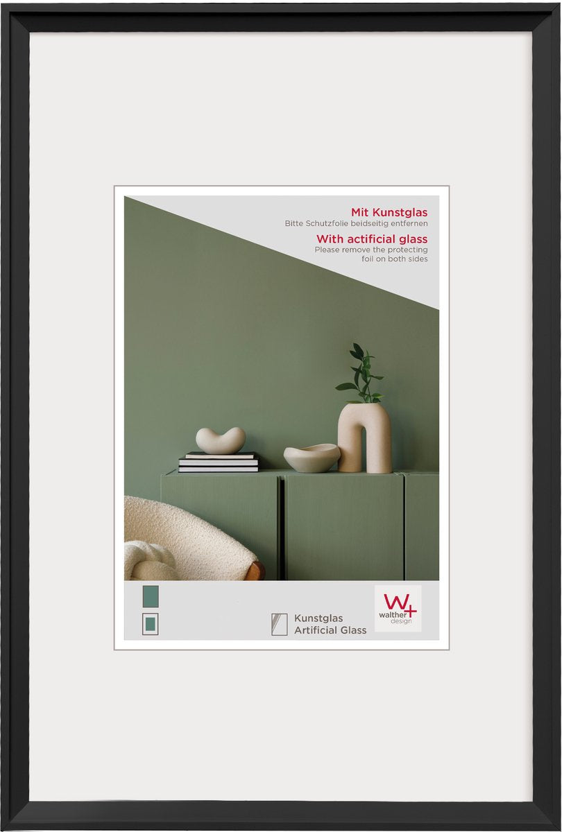 Walther desire - kunststof lijst - fotoformaat 50x70 cm - kunstglas - zwart