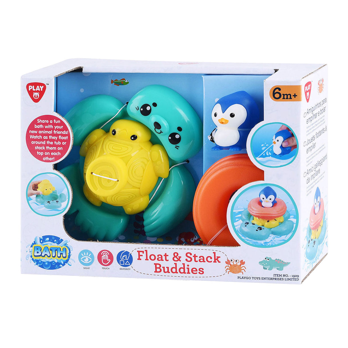 Playgo badspeelgoed stapel en drijvende zeedieren - 4dlg.