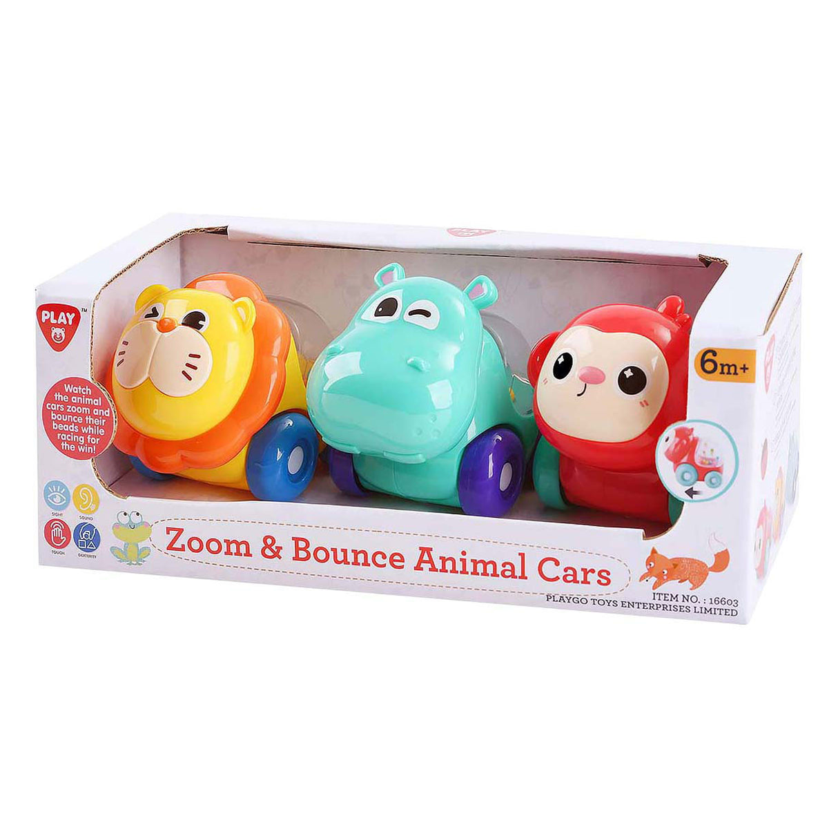 Playgo zoom bounce dierenauto's - 3st.