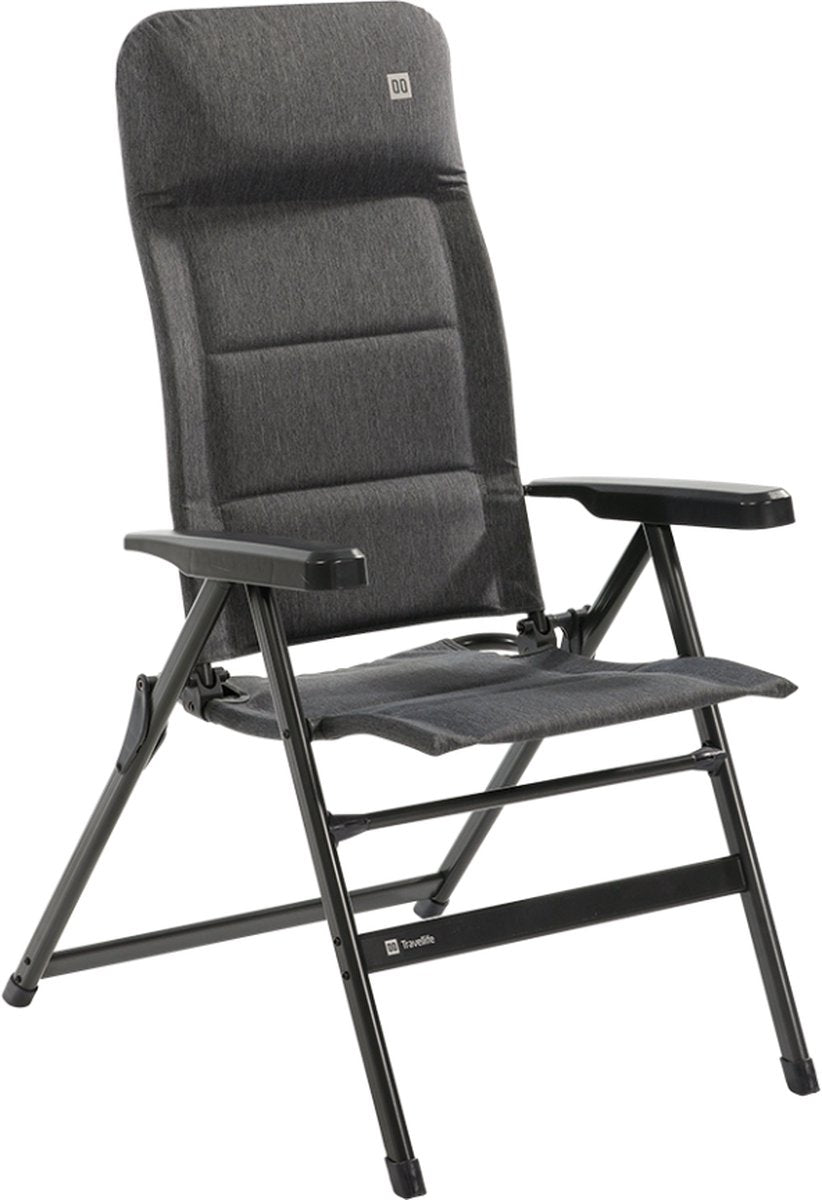 Travellife lago camping standenstoel comfort stormy grey - verstelbaar in 7 standen - water- en uv-bestendig